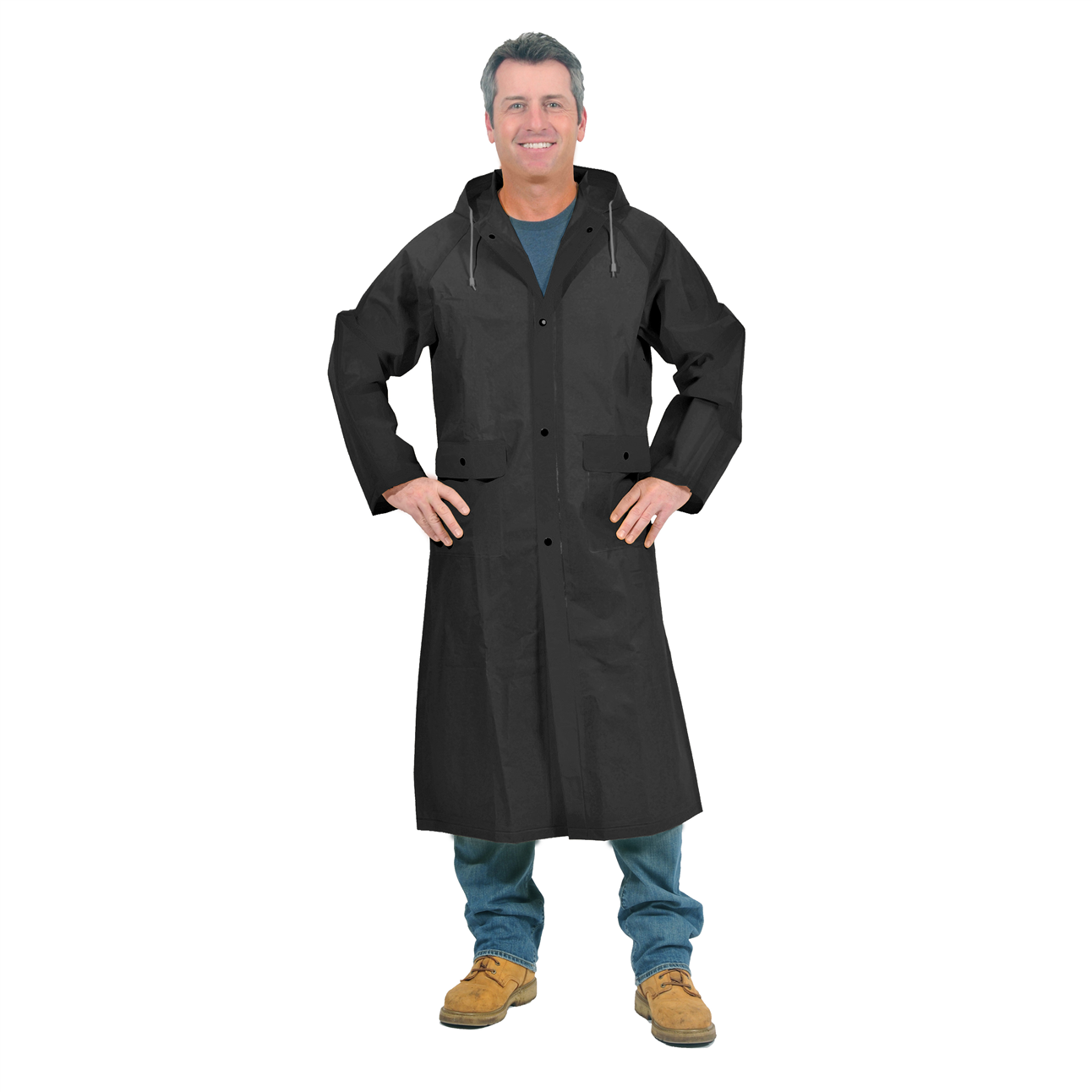 Repel Rainwear™ 0.20mm Nylon / PVC 48 Inch Rain Coat | DiVal Safety Equipment