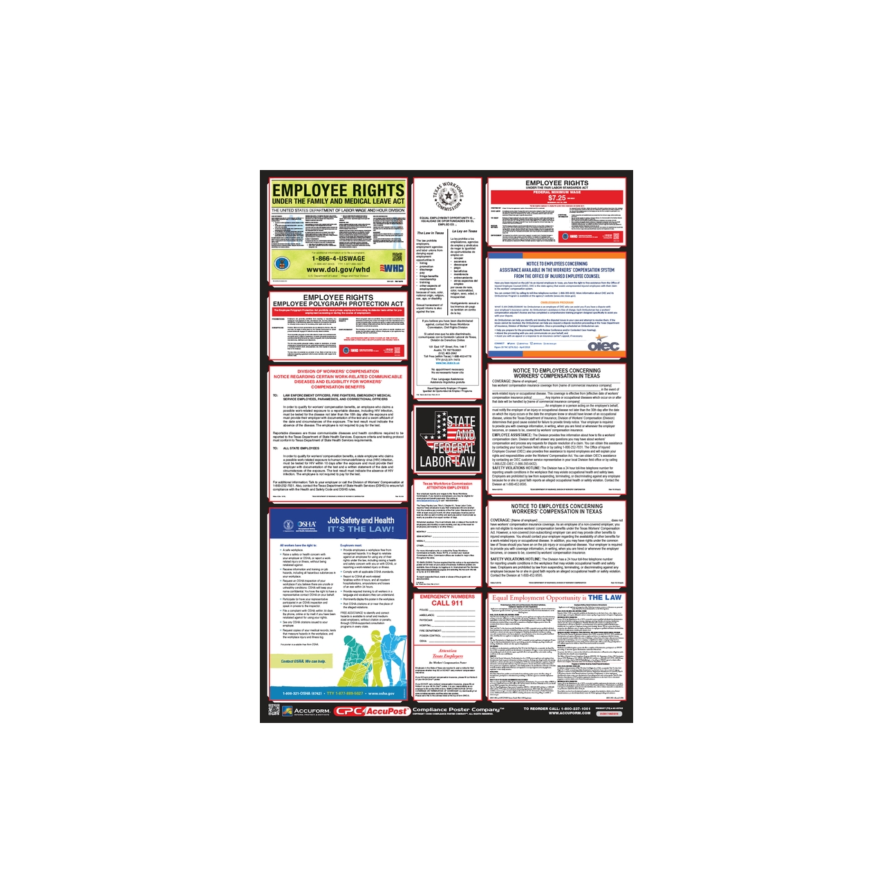 Osha Rights Poster OSHA Safety Poster: Combo State, Federal & OSHA Labor Law Posters ...