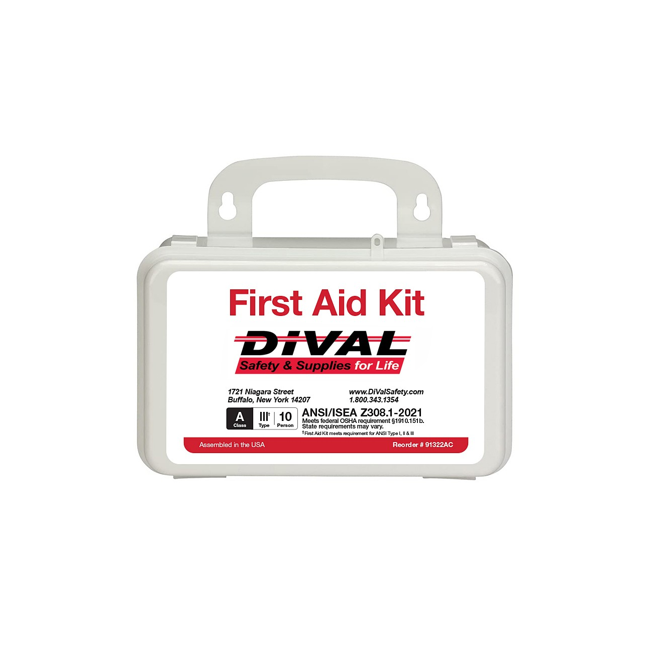 DiVal Class A 10 Person First Aid Kit, ANSI 2021, Plastic | DiVal ...