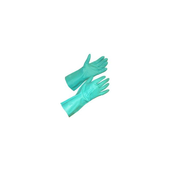 DiVal Flock-Lined Nitrile Gloves, 15 mil, Green