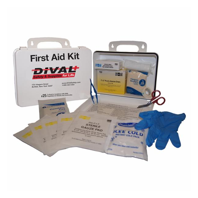 DiVal Contractor Plastic First Aid Kit, 25 Person