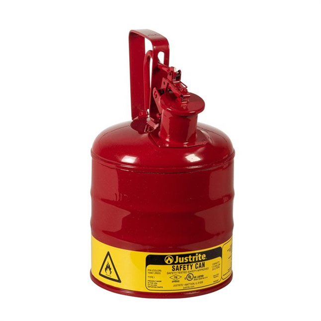 Justrite® Type I Steel Safety Can w/ Trigger Handle, Red, 1 Gallon