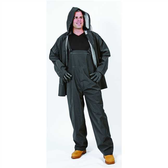 Repel Rainwear™ Rainwear 3 Piece 0.35mm PVC/Polyester Rain Suit, Black