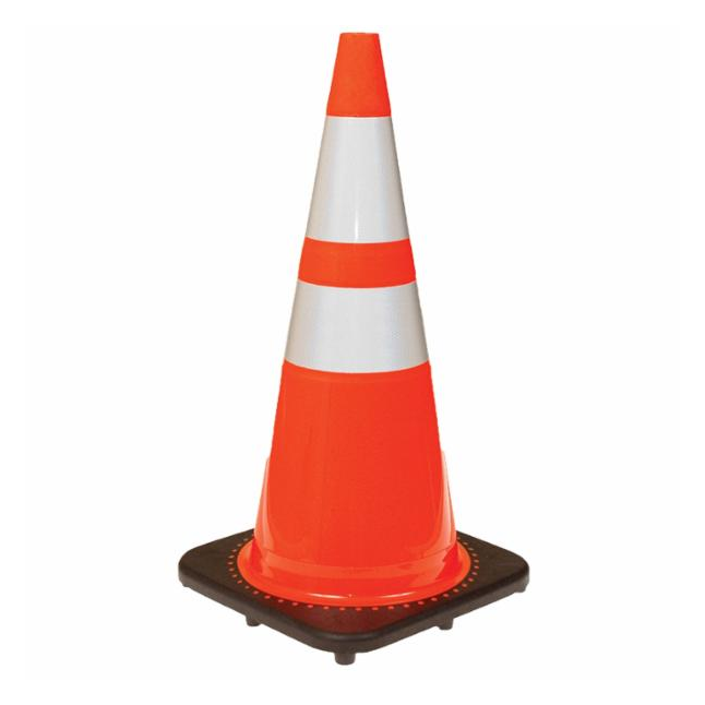 JCB Safety® PVC Traffic Safety Cone w/ Reflective Collars, Orange, 28"