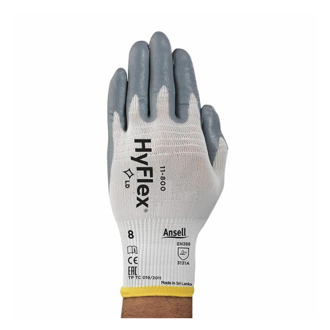 HyFlex Foam Nitrile Palm Coated Gloves, White