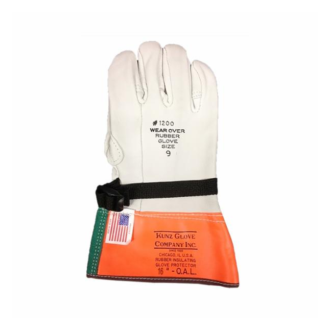 Kunz 16" High Voltage Leather Protectors with Gauntlet Cuff & Buckle Strap