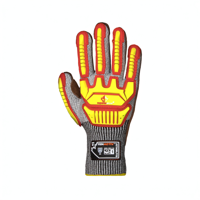 Superior Glove® STAGBLPVB TenActiv™ Ergohyde Thermoformed A8 Cut Riggers Gloves, Oilbloc™ Palm