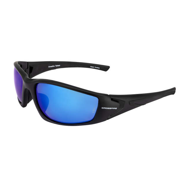 Crossfire® RPG™ Safety Glasses, Matte Black Frame, Polarized HD Blue Mirror Lens