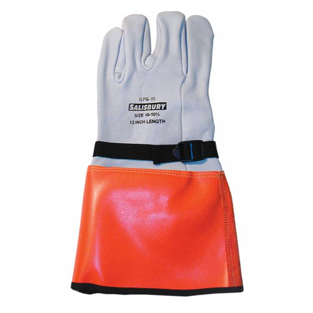 Salisbury 14" Goatskin Leather Glove Protector w/ Pull Strap For High Voltage Rubber Insulating Glove