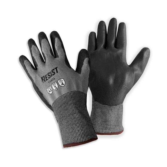 Galeton® RESIST™ ANSI A5 Cut Resistant 18 Gauge Knit Gloves with Polyurethane Palm Coating