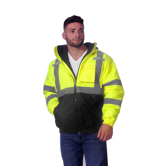 Illuminator™ Class 3 Hooded Bomber Jacket with Quilted Insulated Lining