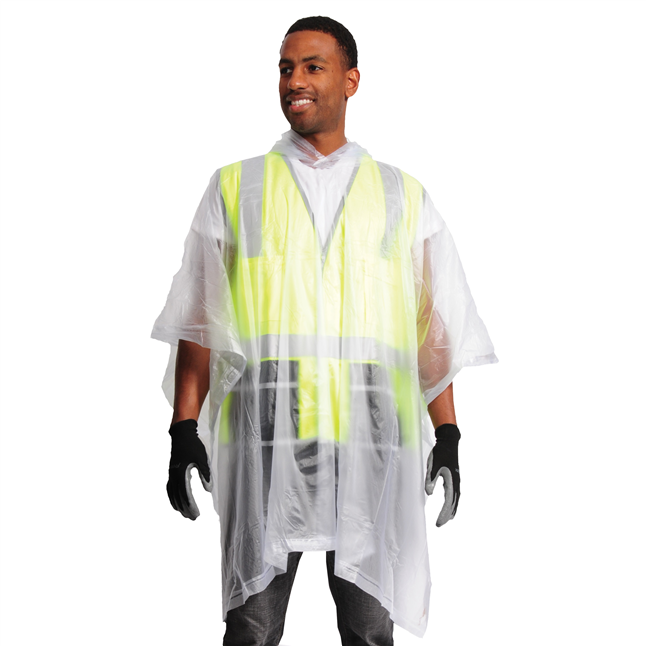 Clear Rain Poncho, .10 mm PVC