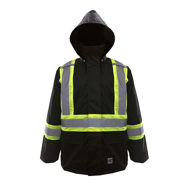 Viking® Open Road® 150 Denier Ripstop Black Rain Jacket with Reflective Stripes