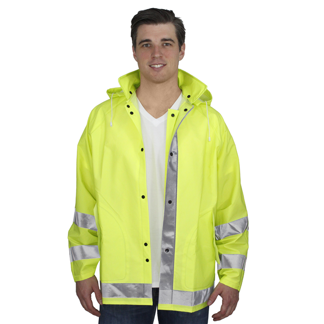 Repel Rainwear™ 0.35mm PVC/Polyester Reflective Rain Jacket