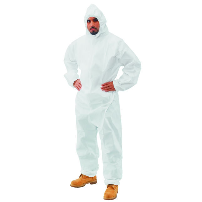 Safe N' Clean™ Splashguard Coverall Hood, Elastic Wrists & Ankles