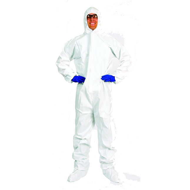 Safe N' Clean™ Splashguard Coverall Hood, Elastic Wrists & Ankles, Boots