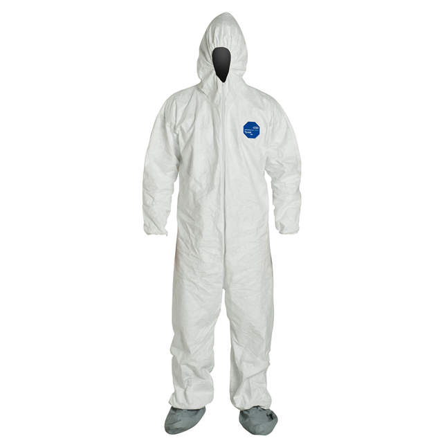 DuPont™ Tyvek® 400 Coverall, TY122S, Hood, Elastic Wrist, Skid-Resist Boots, Elastic Waist