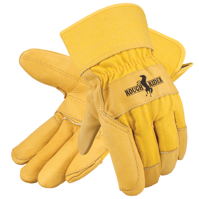 Rough Rider® Grain Leather Double Palm Gloves w/ Safety Cuff