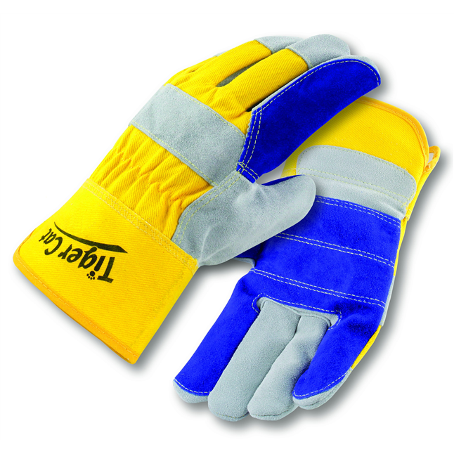 Tiger Cat™ Premium Leather Double Palm Gloves w/ Safety Cuff, Sewn w/ Cut Resistant Thread