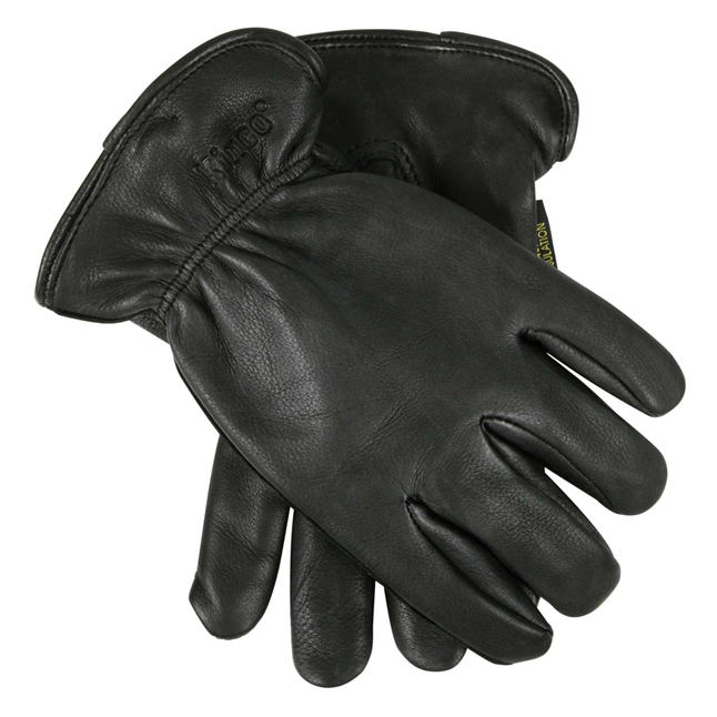 Insulated Black Grain Deerskin Leather Driver Gloves