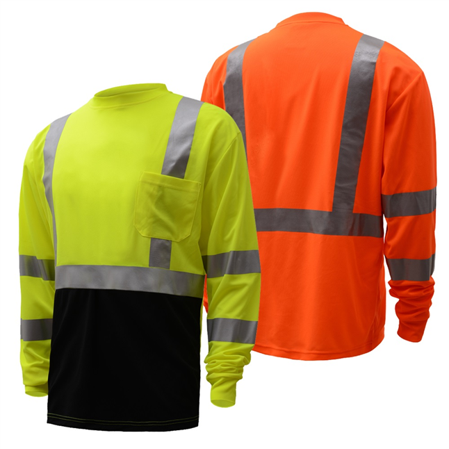 GSS Safety Long Sleeve Class 3 Black Bottom Hi Viz T-Shirt