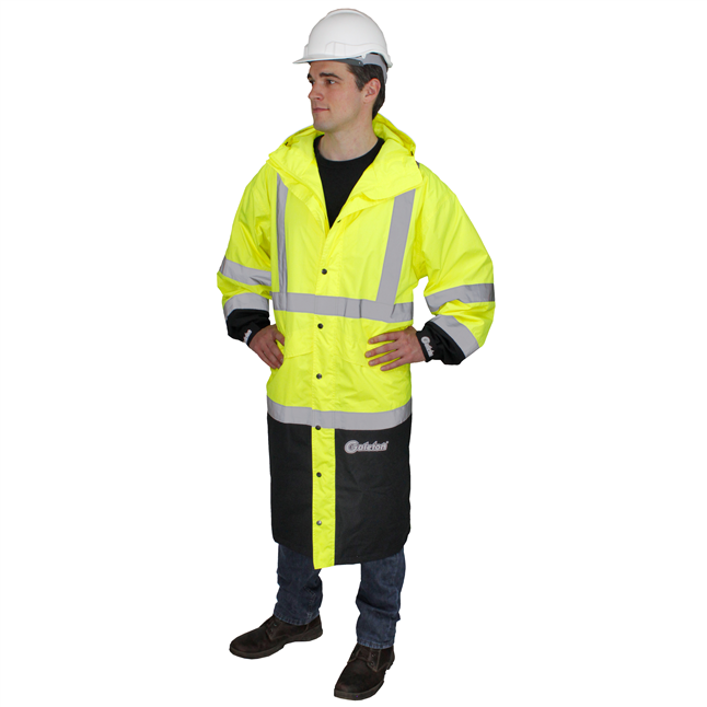 Illuminator™ Class 3, Breathable 75 Denier Ripstop, 48" Black Bottom Raincoat