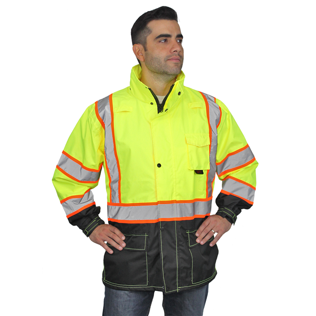 GSS 150 Denier 2-Tone Class 3 Rain Jacket with Mesh Lining