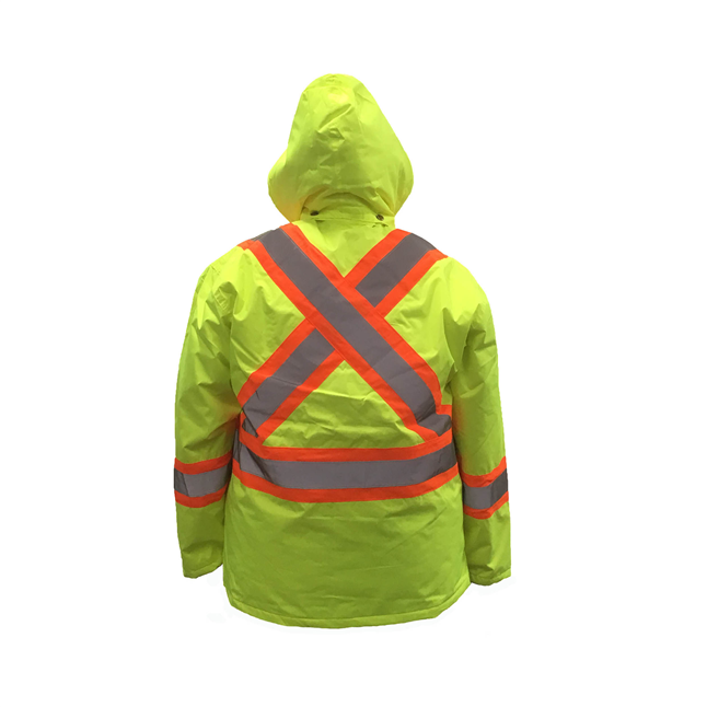 Viking Open Road 150 Denier Trilobal Rip-Stop Hi-Vis Safety Rain Jacket With 2" Vi-brance Reflective Tape, Green, Large - View #8