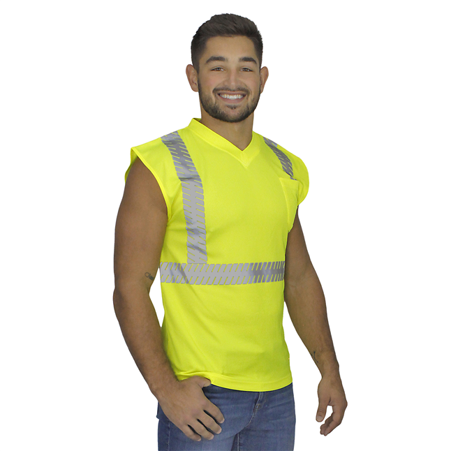 Illuminator™ Sleeveless Class 2 T-Shirt with Segmented, Stretch Reflective Stripes