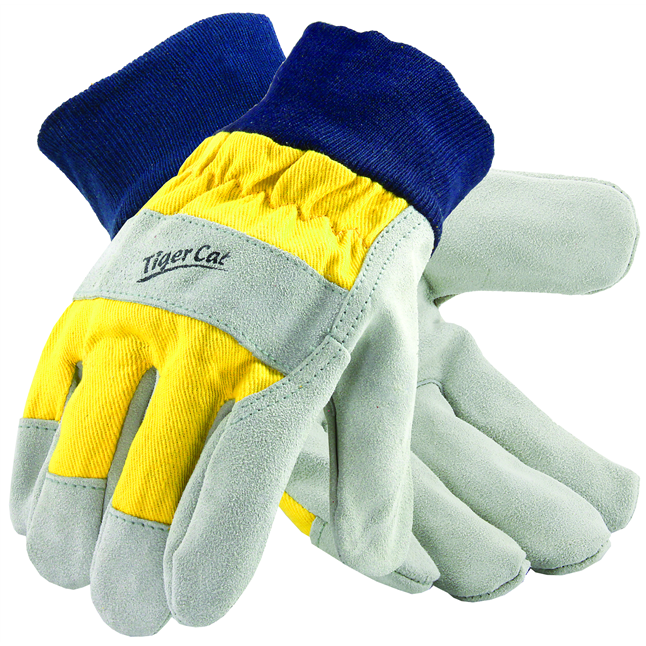 Tiger Cat™ Premium Leather Palm Gloves, Knit Wrist