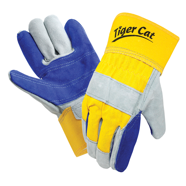 Tiger Cat™ Premium Leather Double Palm Gloves w/ Safety Cuff