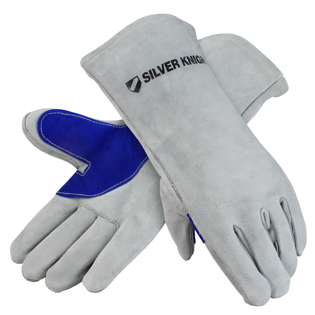 Silver Knight Premium Leather Welders Gloves, Lined