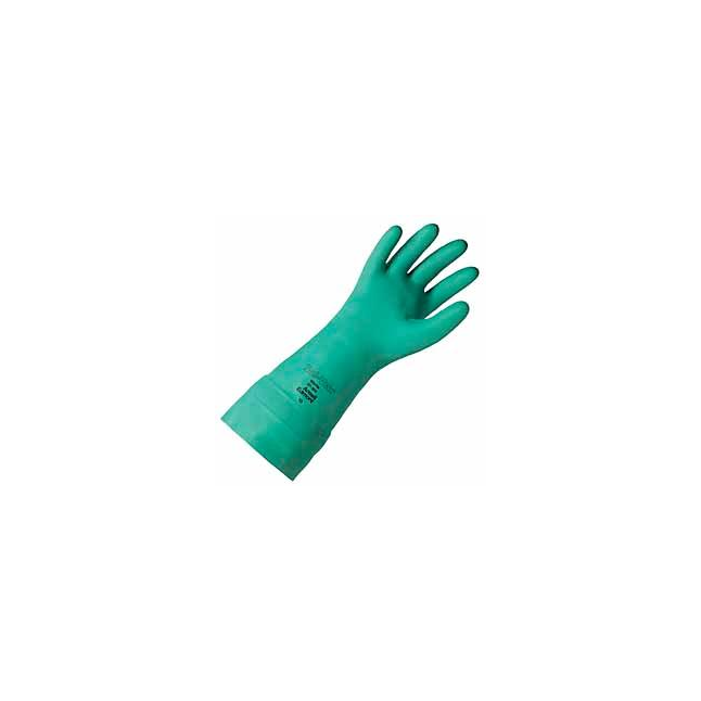 Sol-Vex® 13" Unlined Nitrile Gloves, Straight Cuff, Sandpatch Grip, 11 mil, Green