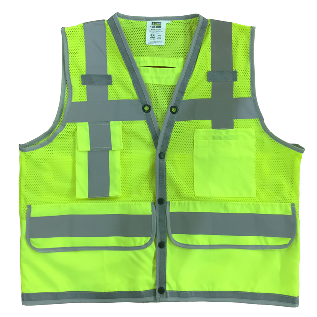 Cor-Brite™ Heavy Duty Class 2 Surveyor's Mesh Vest, Full Width Rear Pocket