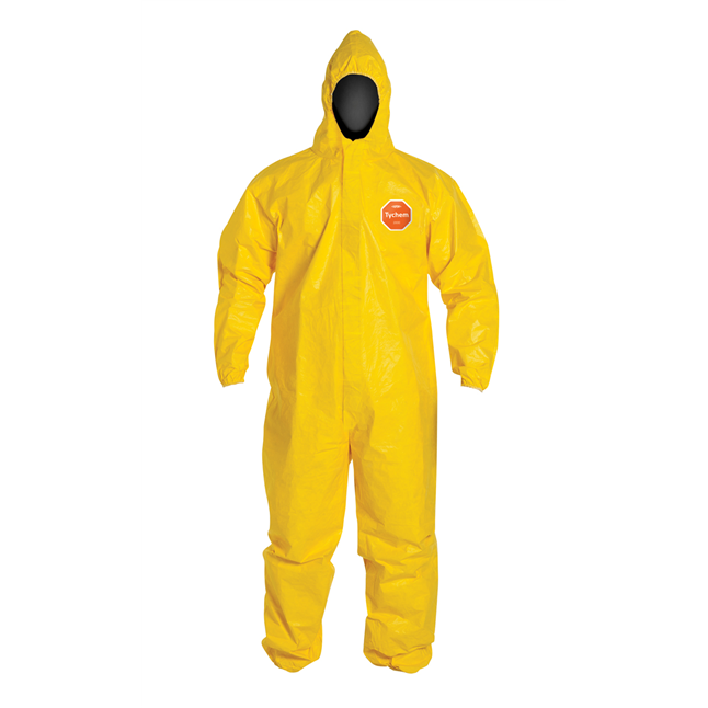 DuPont™ Tychem® 2000 Coverall, Standard Fit Hood, Stormflap, Elastic Wrists and Ankles, Serged Seams