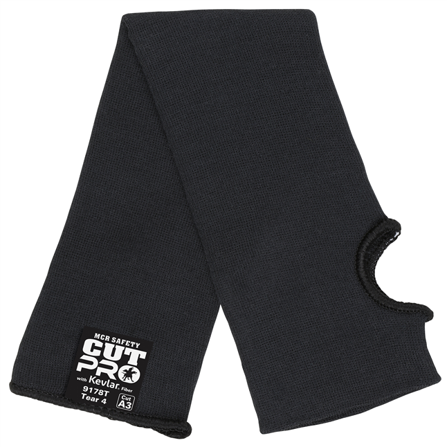 MCR 9178T Safety Cut Pro® Black Cut Resistant Sleeve, Thumb Slot, Made with DuPont™ Kevlar® Fibers, 18"