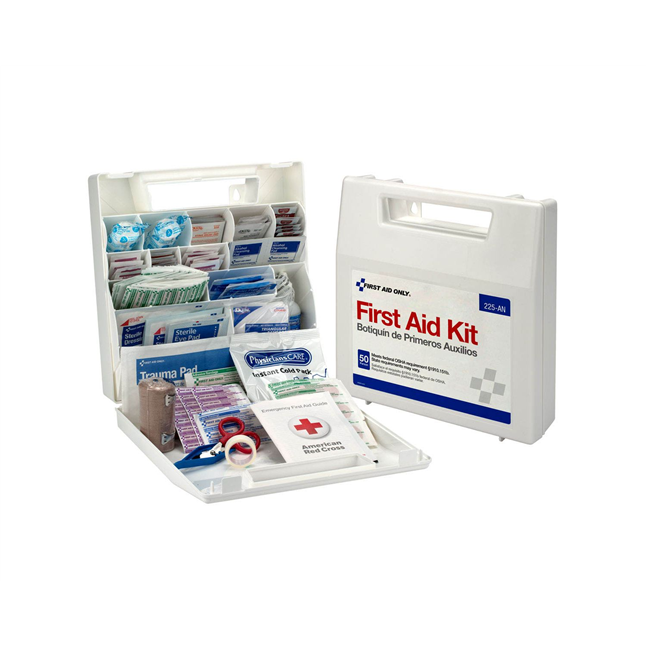 First Aid Only® 225-AN, 50 Person First Aid Kit, Plastic Case with Dividers