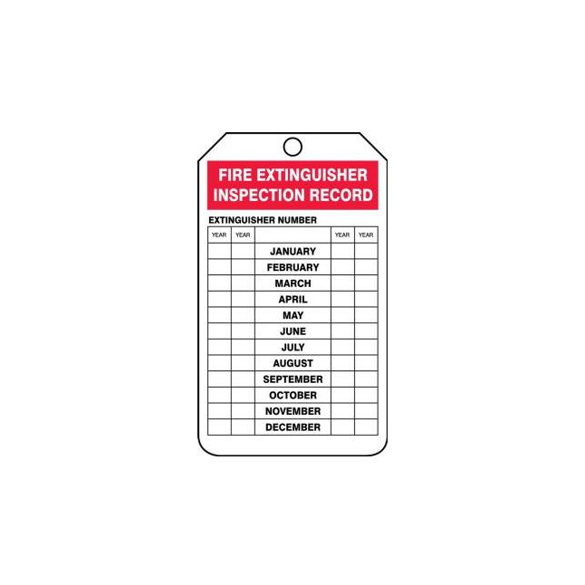 Accuform Signs Fire Extinguisher Inspection Record Tag, Four Year, Plastic, 25 Pack