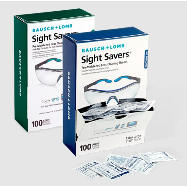 Bausch & Lomb Sight Savers® Pre-Moistened Lens Cleaning Tissues, 5" x 8", 100/Box