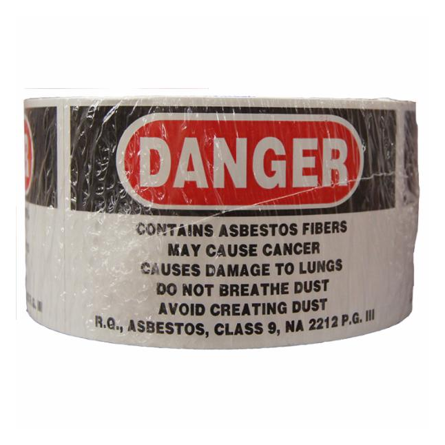 Asbestos Warning Sticker, 500 labels/roll