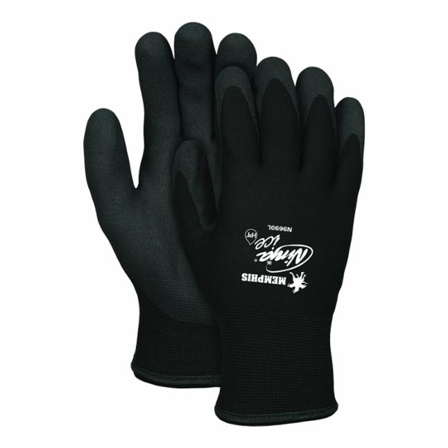 Ninja® Ice Insulated Work Gloves 15 Gauge Black Nylon with Acrylic Terry Interior Fully Coated with HPT