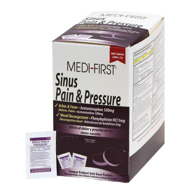 Medi-First® Sinus Pain and Pressure Tablets, 500mg
