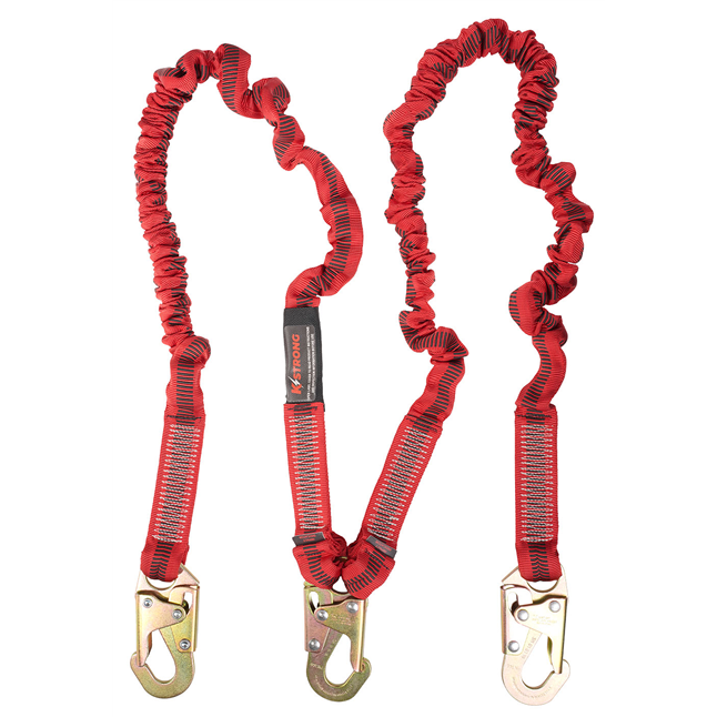 DiVal D-SAFE 6’ Elasticated DesignShock Absorbing Lanyard, Twin Leg