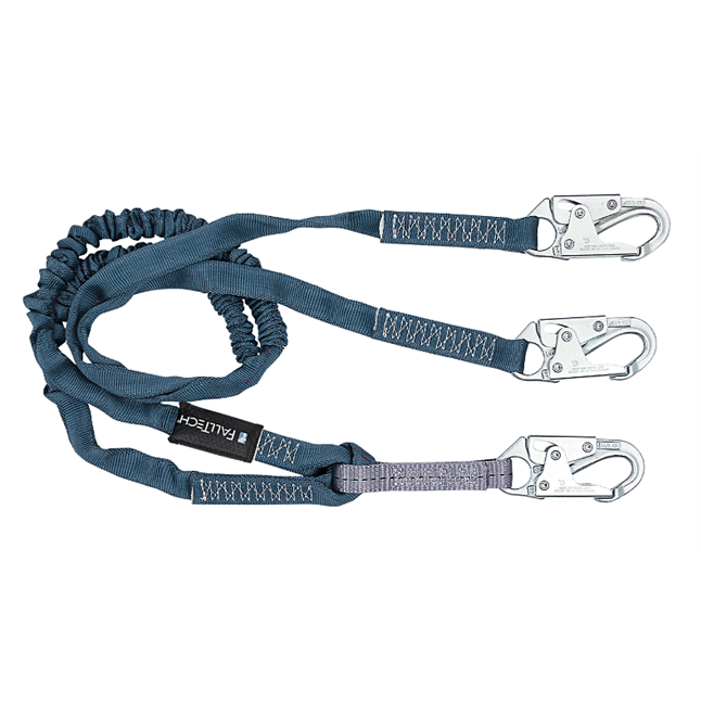 Falltech100% Tie-Off Shock Absorbing Lanyard w/ Steel Snap Hooks, 6'