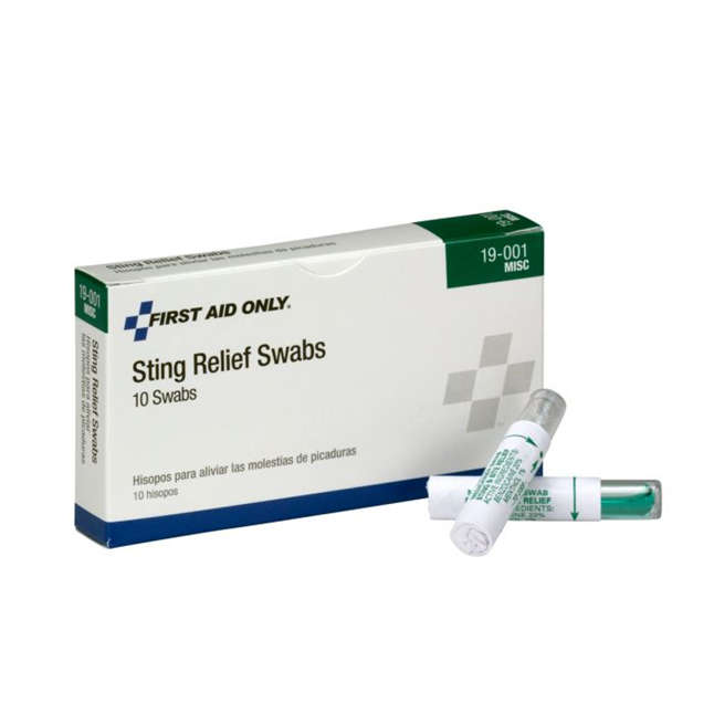 First Aid Only® Sting Relief Swabs, 10 Per Box