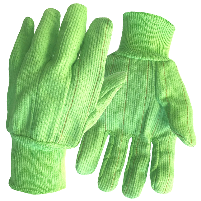 Cotton High Visibility Double Palm Gloves