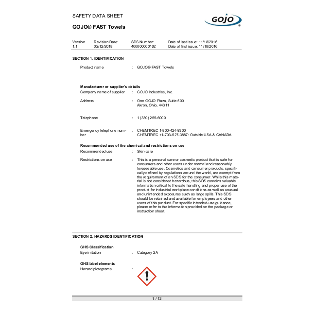 GOJO® Fast Towels