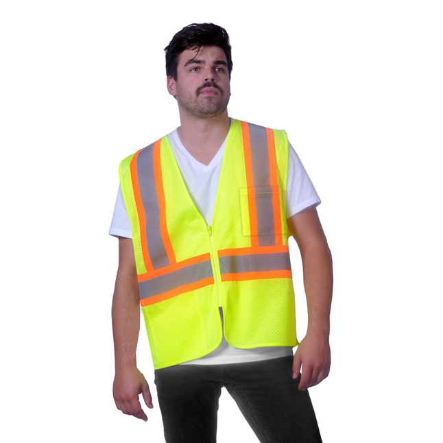 Illuminator™ Mesh Class 2 Vest with Two Tone Stripes and Zipper Closure