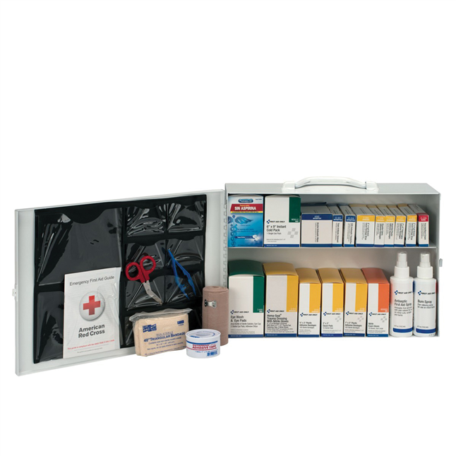 DiVal Industrial Steel 2-Shelf First Aid Kit, 75 Person