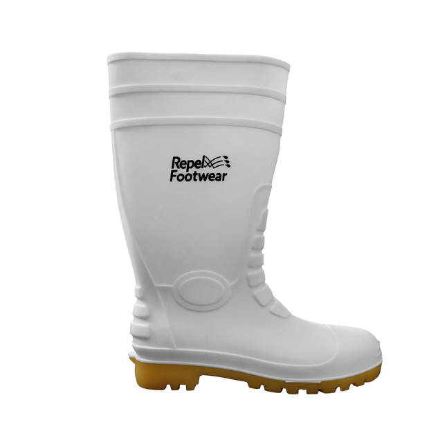 Repel Footwear™ Economy White PVC Boots, Plain Toe, 15"